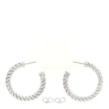 David Yurman Sterling Silver Sculpted Cable Hoop Earrings 3 of 5