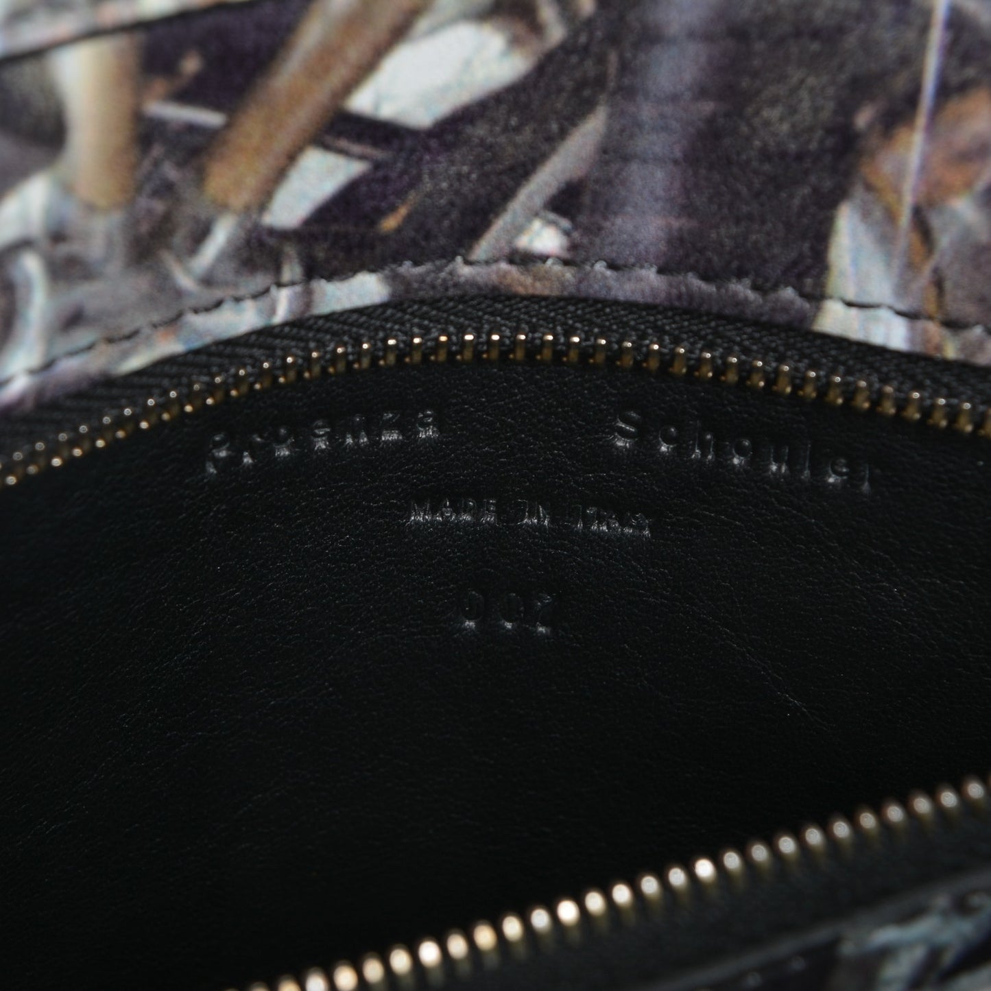 Calfskin Triangle Print Medium PS1 Satchel Black White