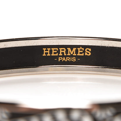 Hermes Enamel Printed Narrow Les Léopards Bracelet 65 Black 3 of 5