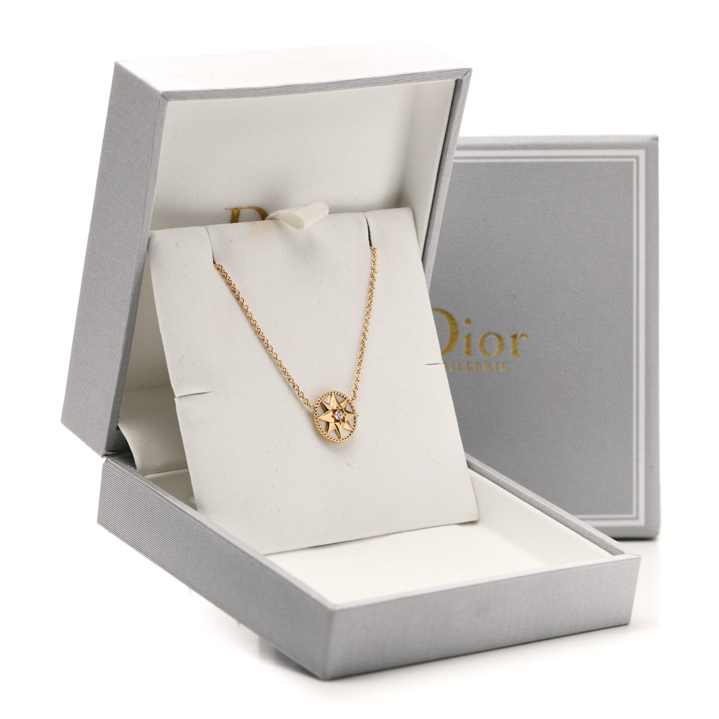 18K Yellow Gold Diamond Mother of Pearl Rose Des Vents Necklace