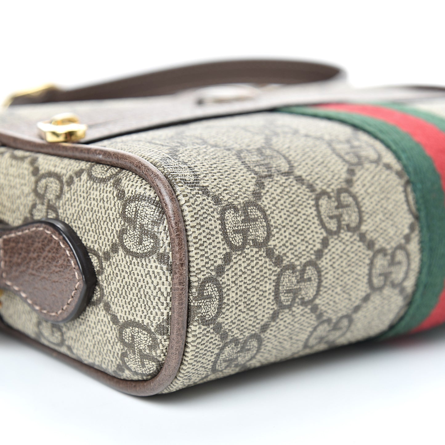 GG Supreme Monogram Web Mini Ophidia Shoulder Bag Brown