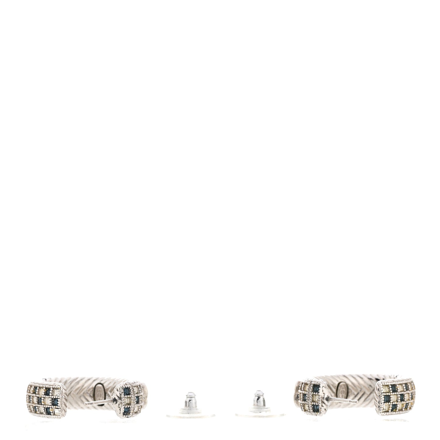 Crystal CC Hoop Earrings Silver Blue