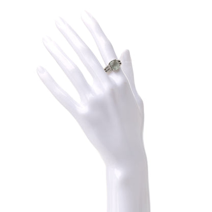 David Yurman Sterling Silver Diamond Prasiolite 10mm Petite Wheaton Ring 50 5.5 2 of 5