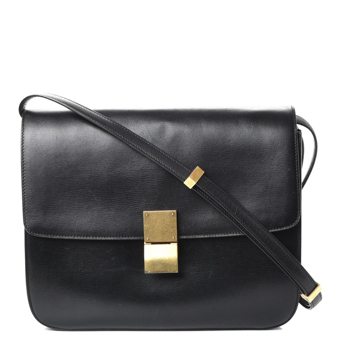 Liege Calfskin Large Classic Box Flap Bag Black