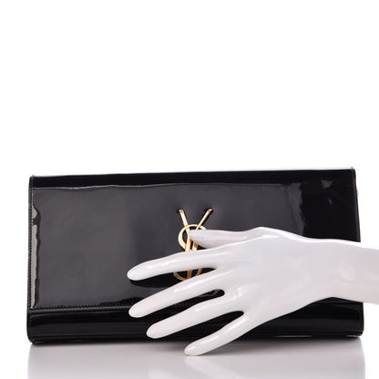 Saint Laurent Patent Classic Monogram Cassandre Clutch Black 2 of 7