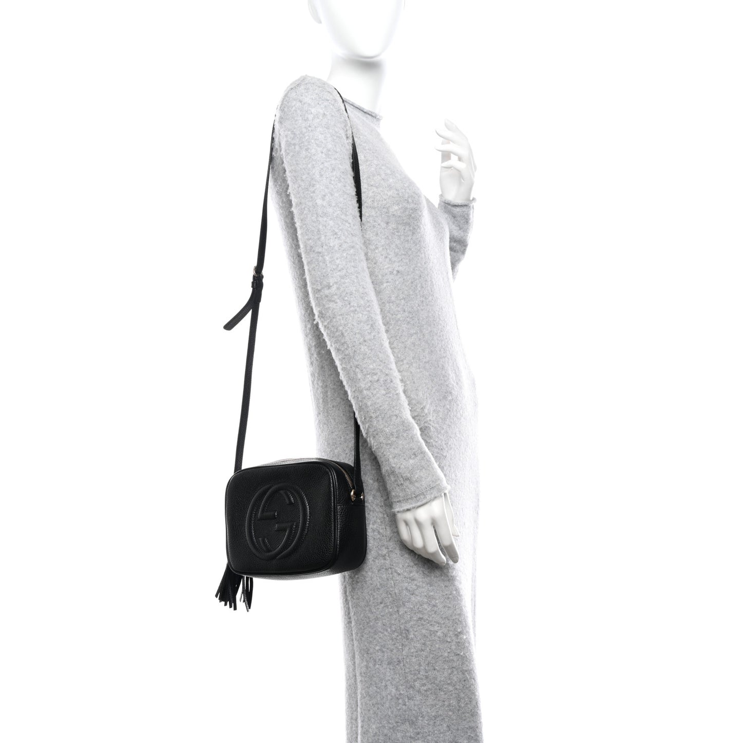 Pebbled Calfskin Small Soho Disco Bag Black