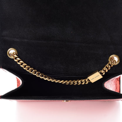 Saint Laurent Metallic Calfskin Small Classic Monogram Kate Satchel Red 7 of 9