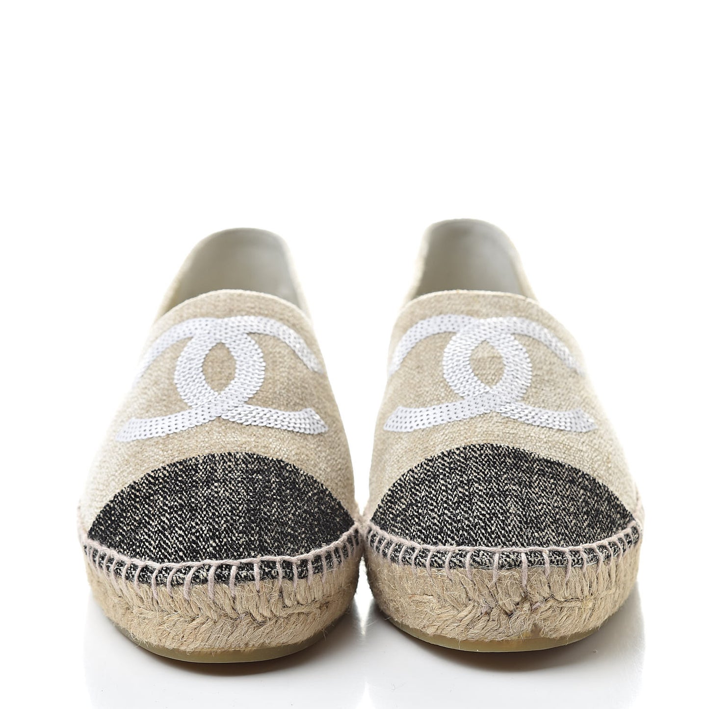 Toile Sequin CC Espadrilles 39 Beige Black