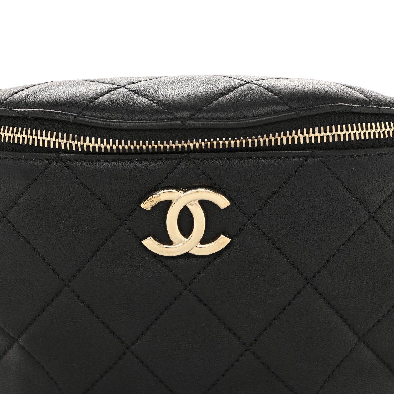 Chanel Lambskin Enamel Quilted Waist Bag Black 8 of 14