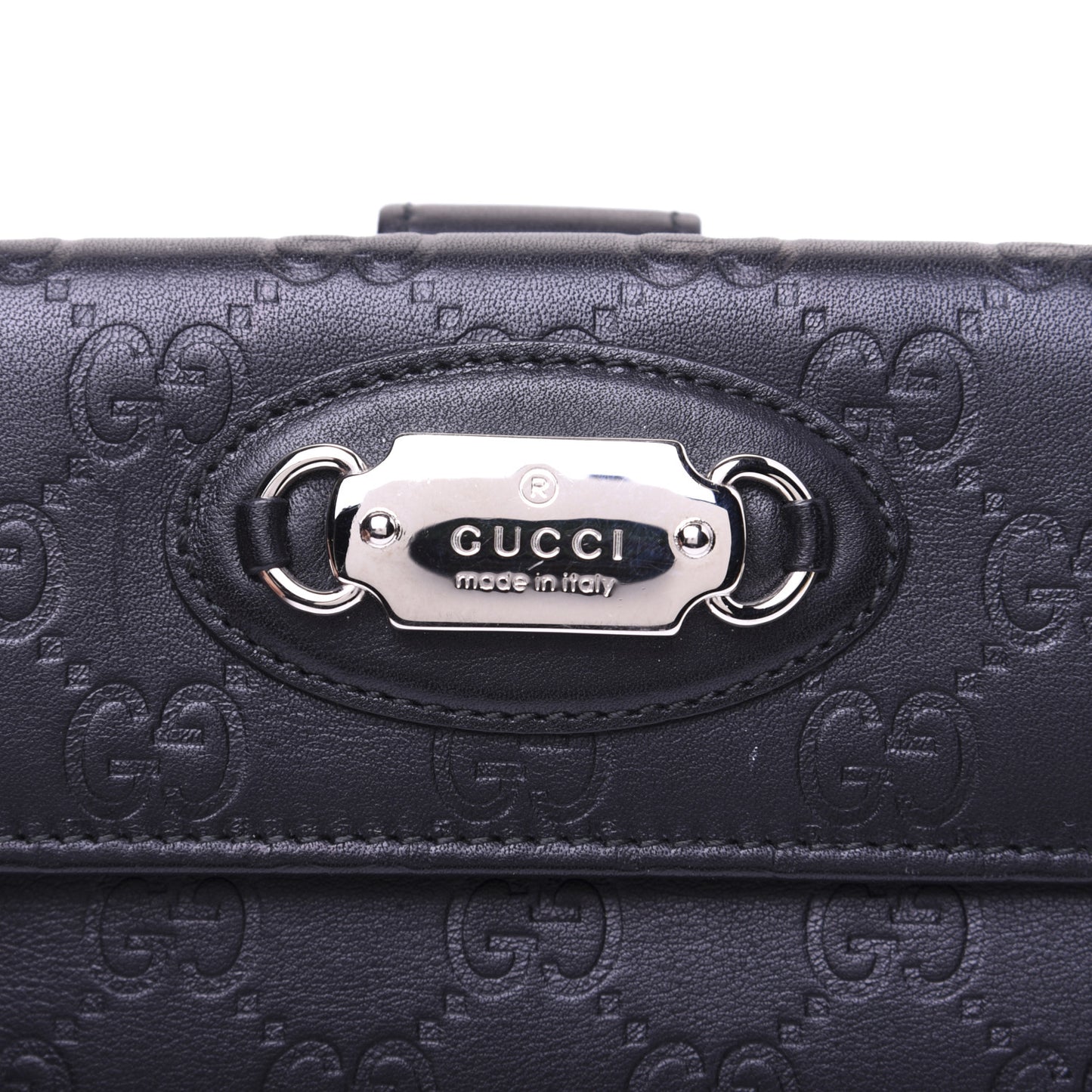 Guccissima Punch Continental Flap Wallet Black