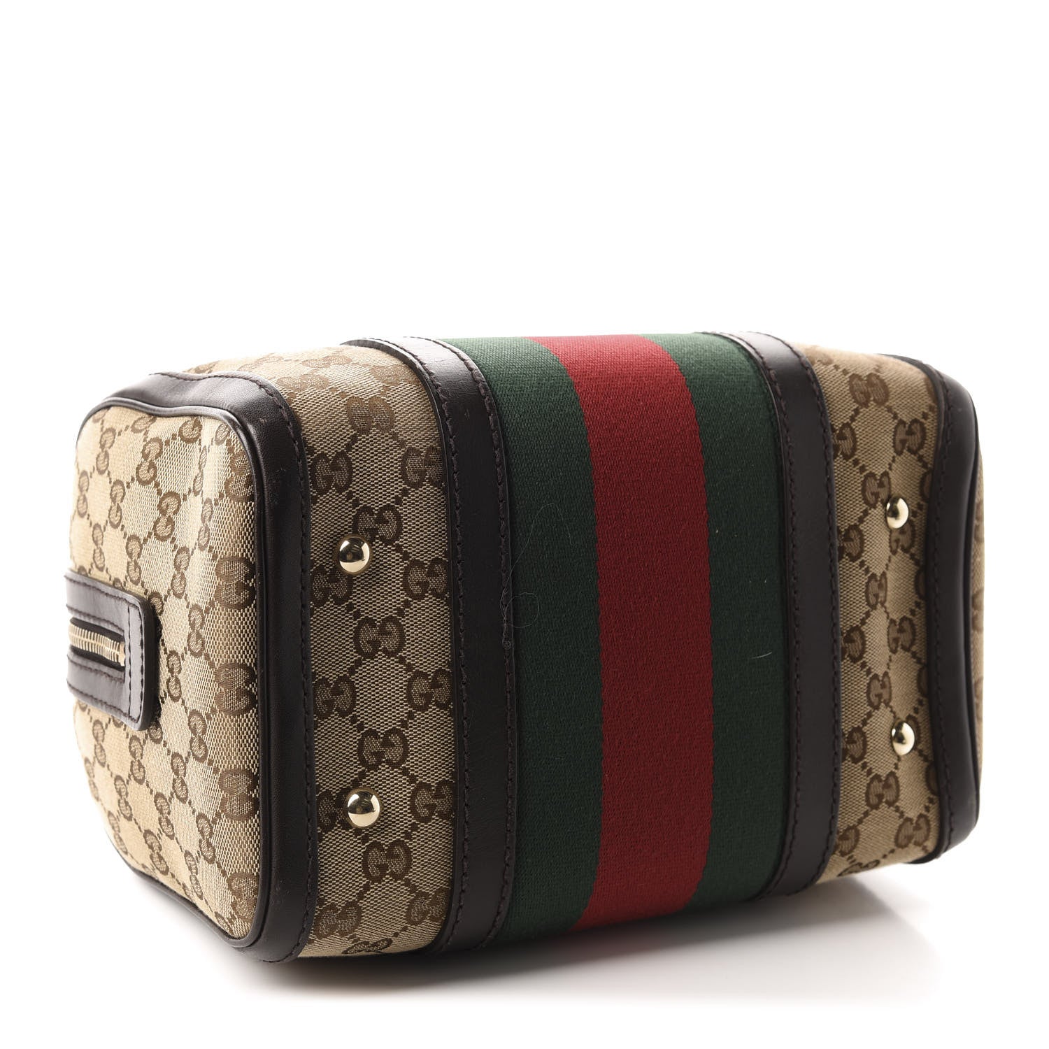 Gucci Monogram Vintage Web Small Boston Dark Brown 4 of 14