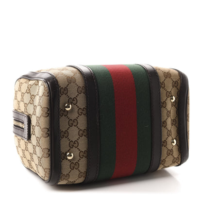 Gucci Monogram Vintage Web Small Boston Dark Brown 4 of 14