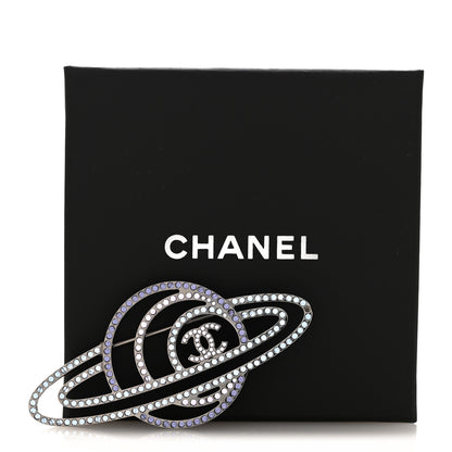 Chanel Crystal CC Planet Brooch Purple Light Blue Silver 5 of 5
