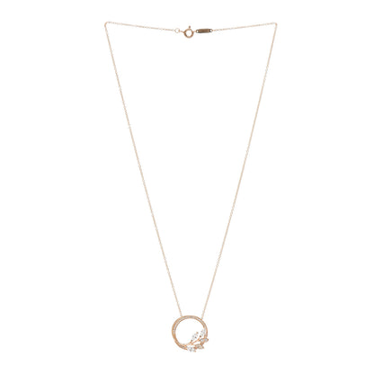 Tiffany 18K Rose Gold Diamond Victoria Vine Circle Pendant Necklace 3 of 4