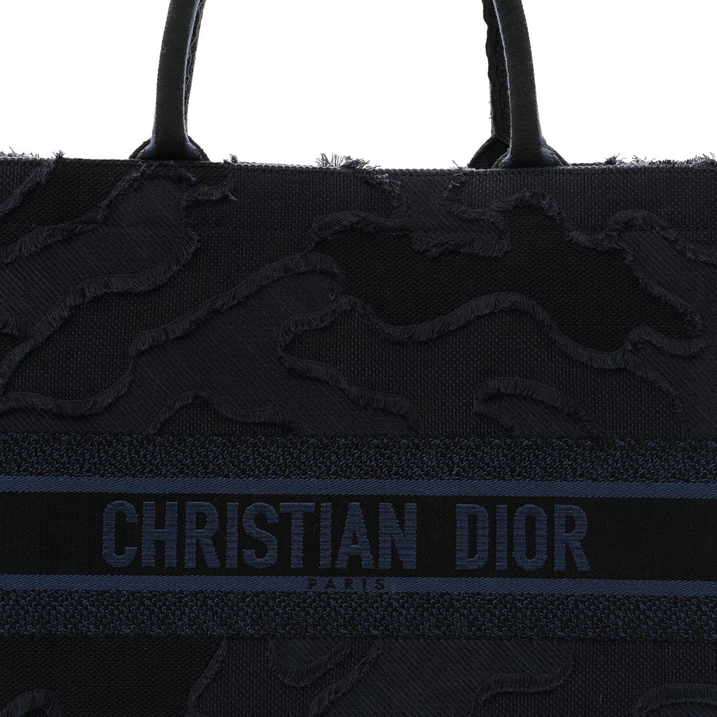 Canvas Embroidered Camouflage Book Tote Blue