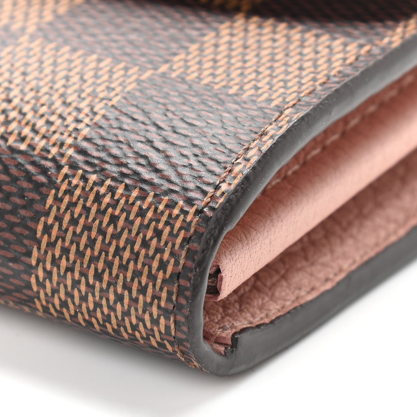 Damier Ebene Croisette Chain Wallet Rose Ballerine