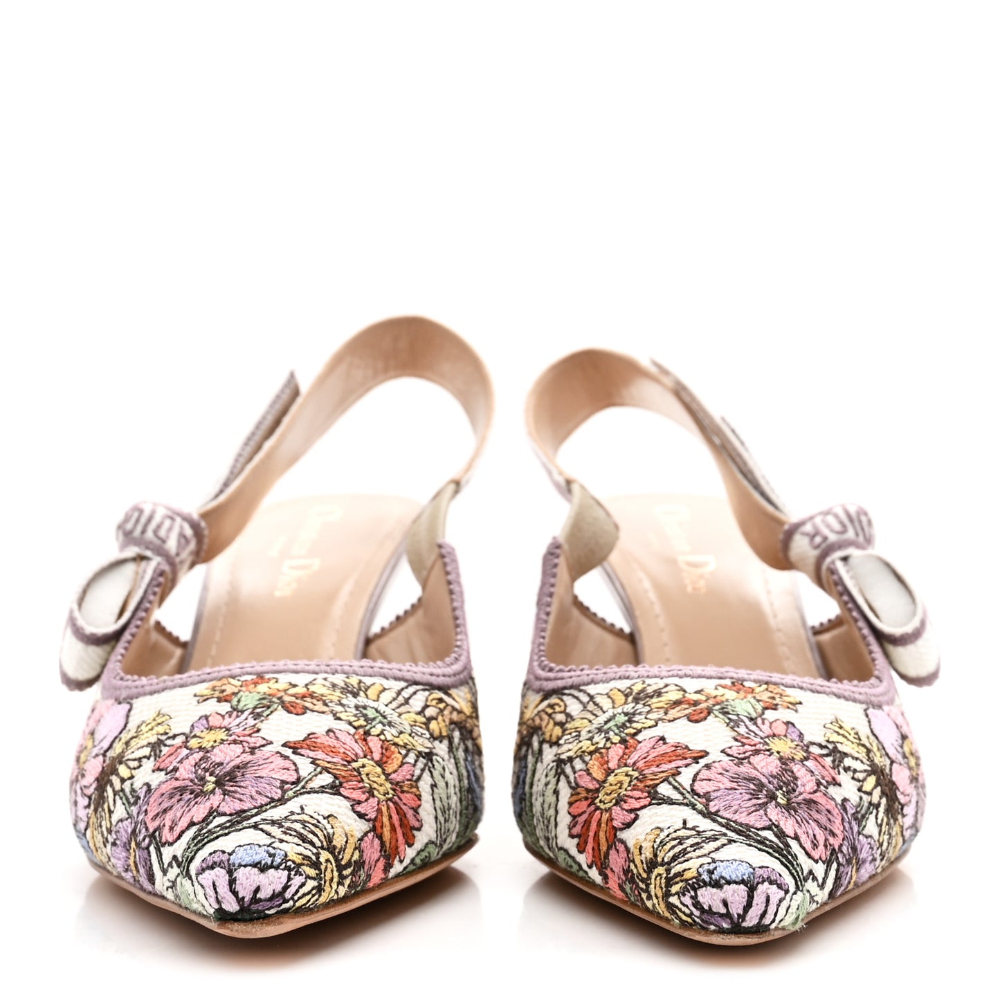 Canvas Embroidered 4 Saisons Embroidered J'Adior Slingback Pumps 37.5 Lilac Multicolor