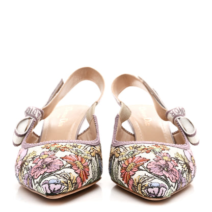 Christian Dior Canvas Embroidered 4 Saisons Embroidered J'Adior Slingback Pumps 37.5 Lilac Multicolor 3 of 9