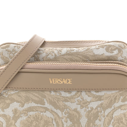 Versace Fabric Jacquard Calfskin Barocco Messenger Crossbody Bag Beige 7 of 9