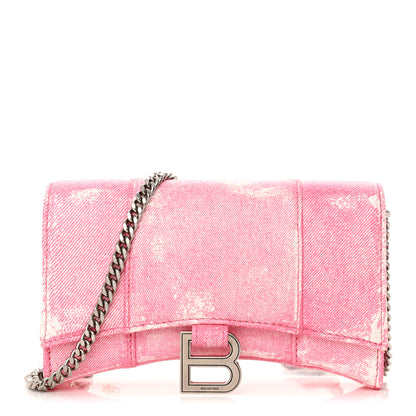 Balenciaga Nappa Denim Printed Hourglass Chain Bag Denim Pink 1 of 10