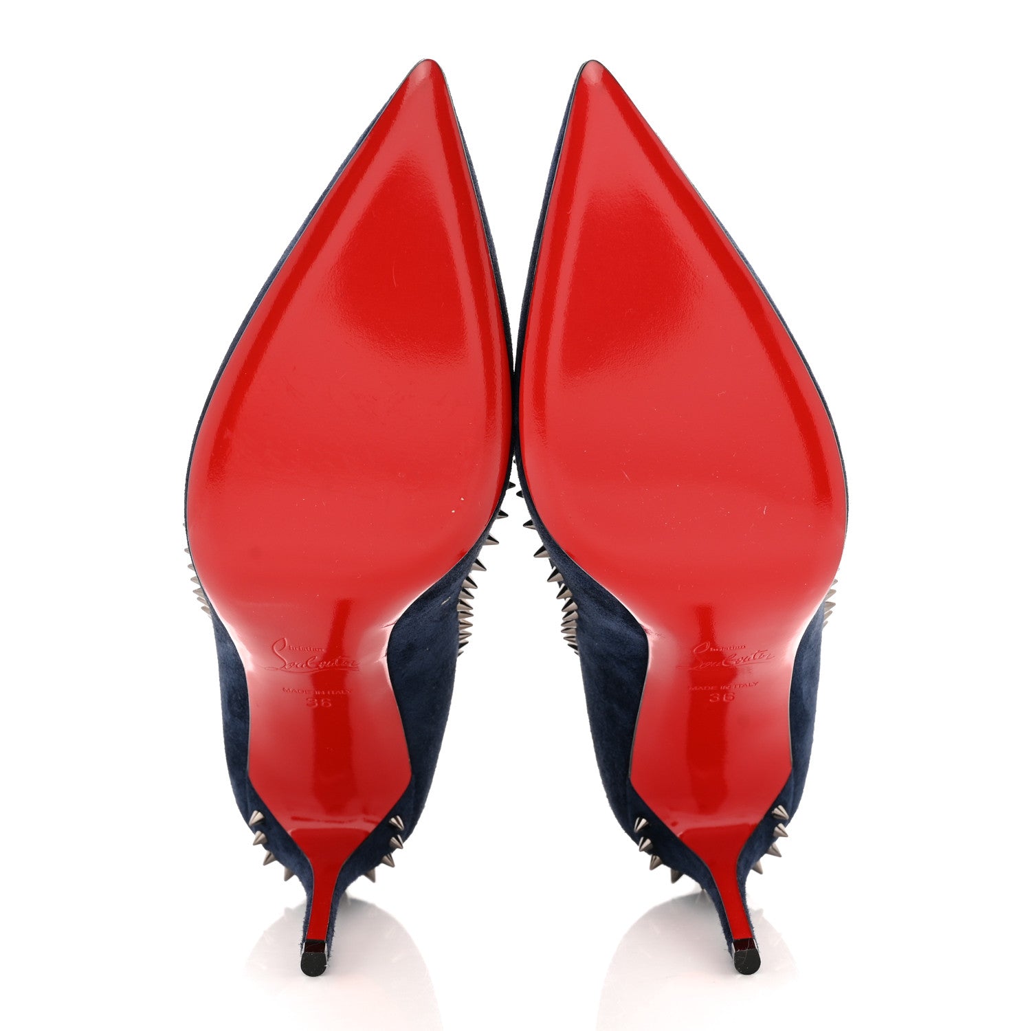 Christian Louboutin Veau Velours Studded Anjalina 85 Pumps 36 Marine 5 of 10