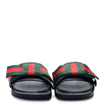Gucci Satin Web Bow Slide Sandals 36 Black 2 of 9