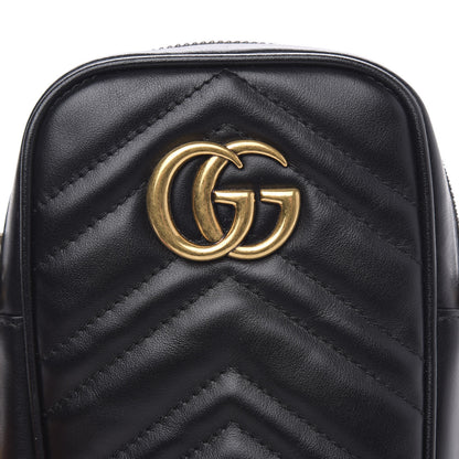 Gucci Calfskin Matelasse Mini GG Marmont Crossbody Bag Black 7 of 10