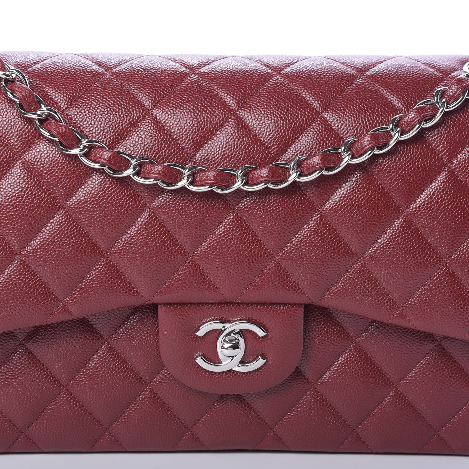 Chanel Caviar Quilted Jumbo Double Flap Dark Red 9 of 12