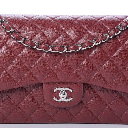 Chanel Caviar Quilted Jumbo Double Flap Dark Red 9 of 12
