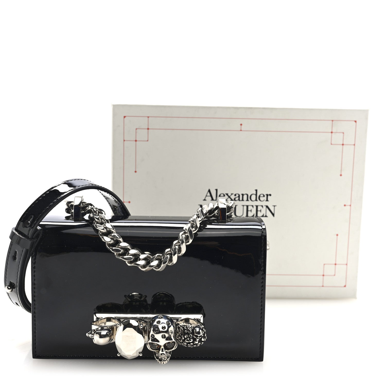 Alexander McQueen Patent Jeweled Satchel Black 1778303 – FASHIONPHILE