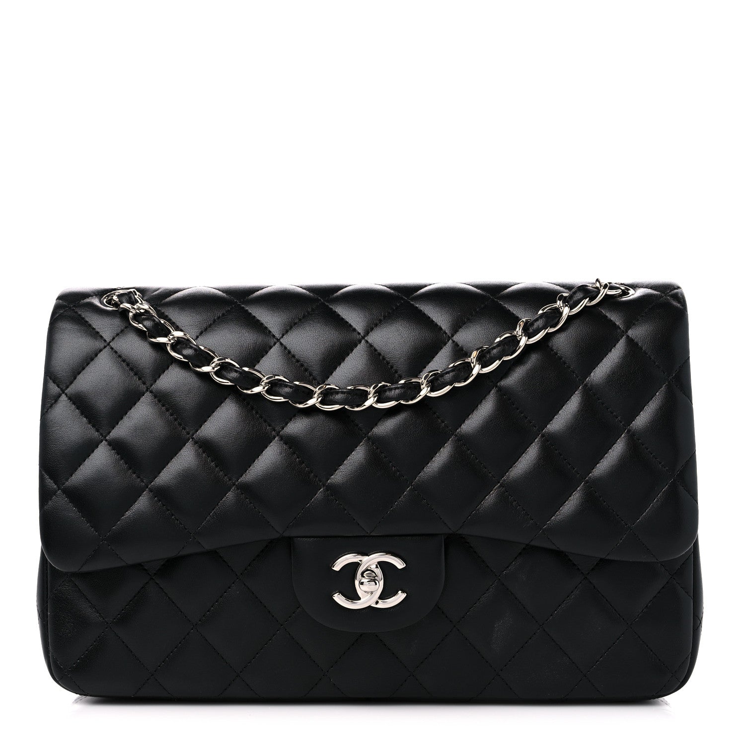 Chanel Lambskin Quilted Jumbo Double Flap Black 1 of 12