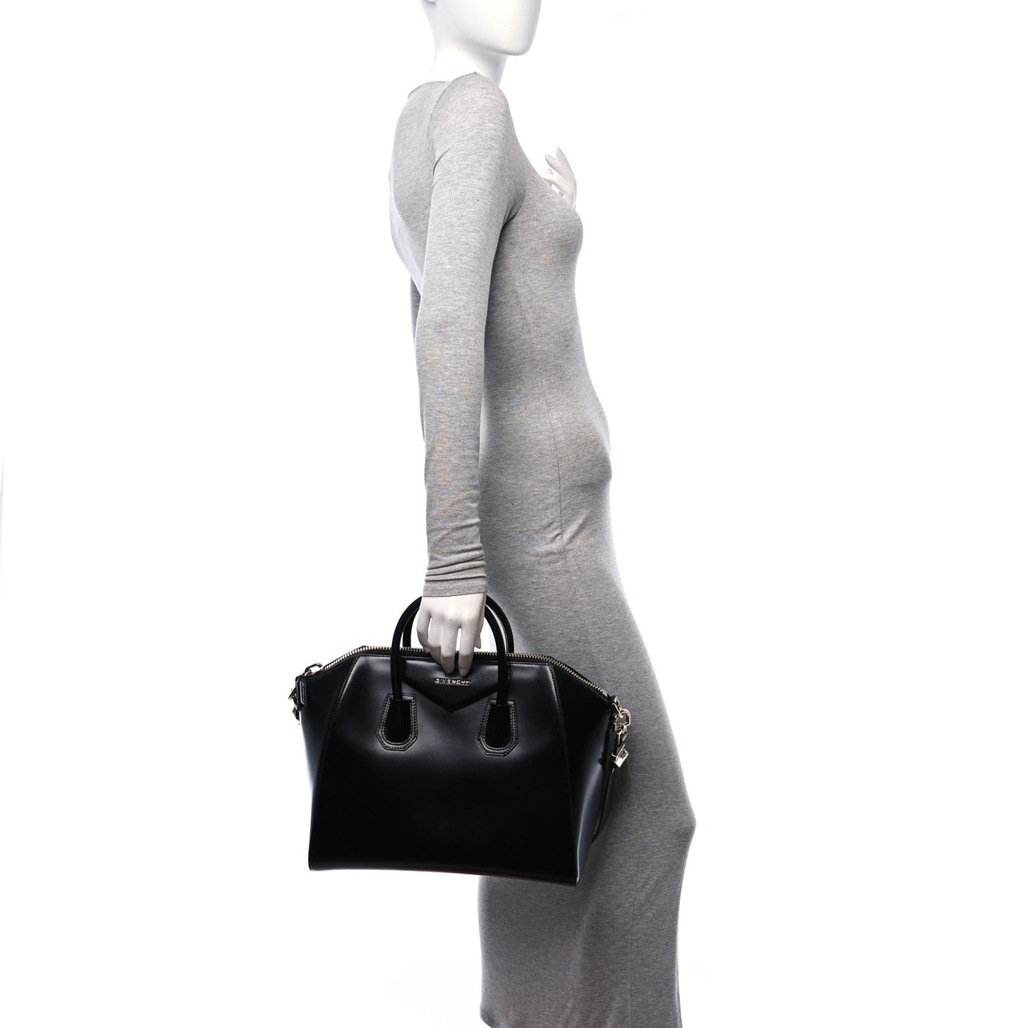 Shiny Lord Calfskin Small Antigona Black