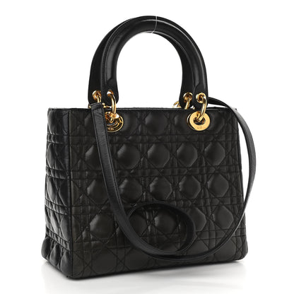 Christian Dior Lambskin Cannage Medium Lady Dior Black 3 of 10