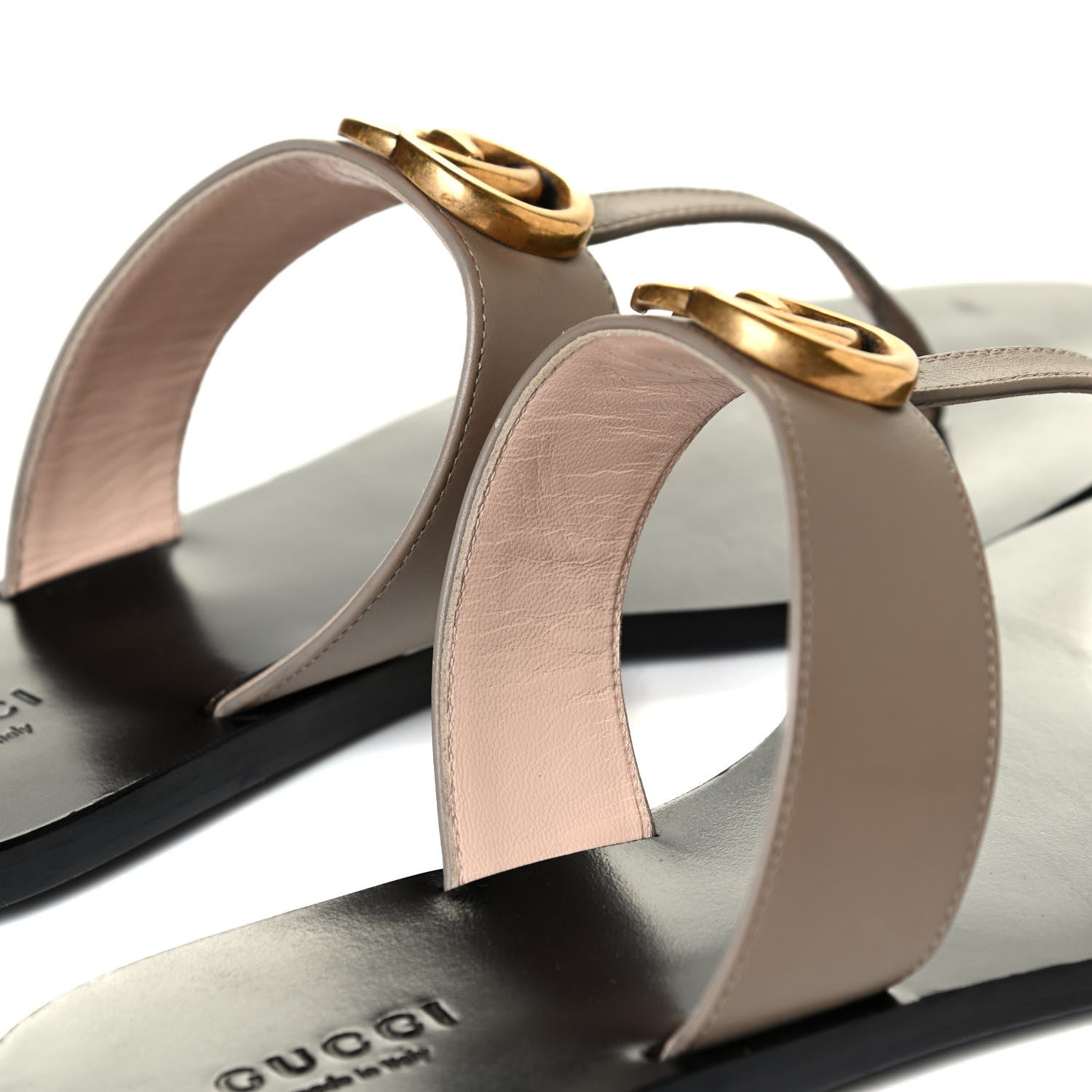 Gucci Calfskin GG Marmont Thong Sandals 38 Taupe 6 of 9