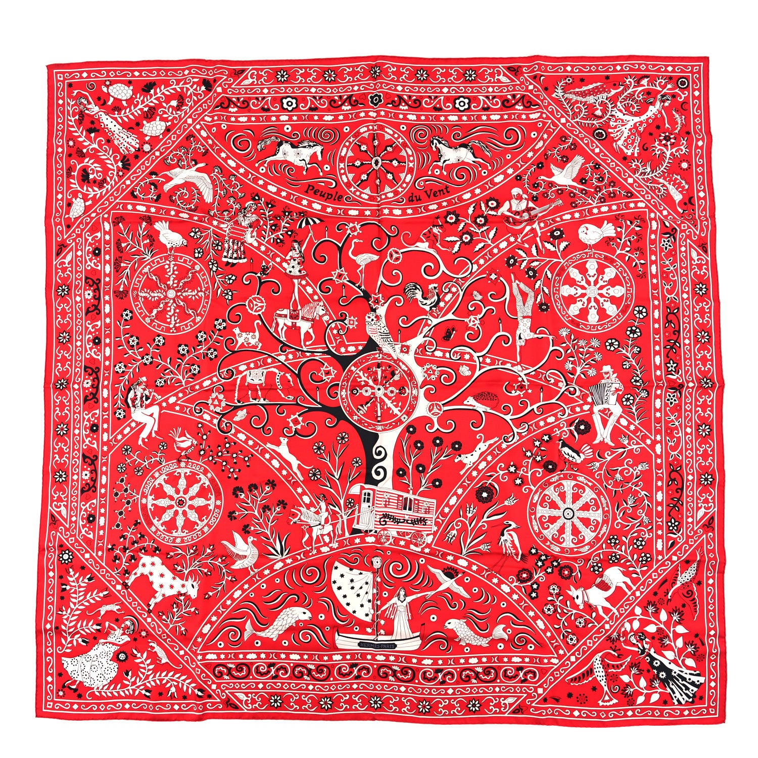 Hermes Cashmere Silk Peuple Du Vent Shawl 140 1 of 3