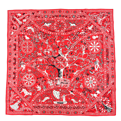 Hermes Cashmere Silk Peuple Du Vent Shawl 140 1 of 3