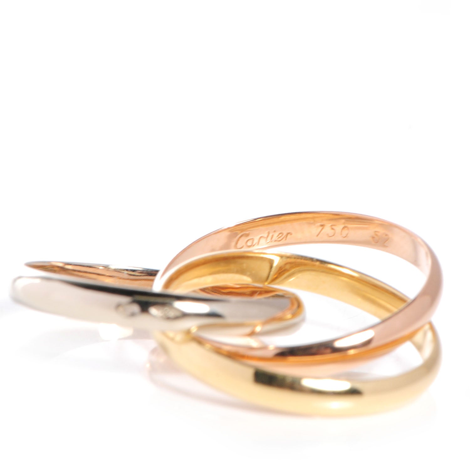 Cartier 18k Pink Yellow White Gold 2.9mm Trinity Ring 52 US 6 5 of 5
