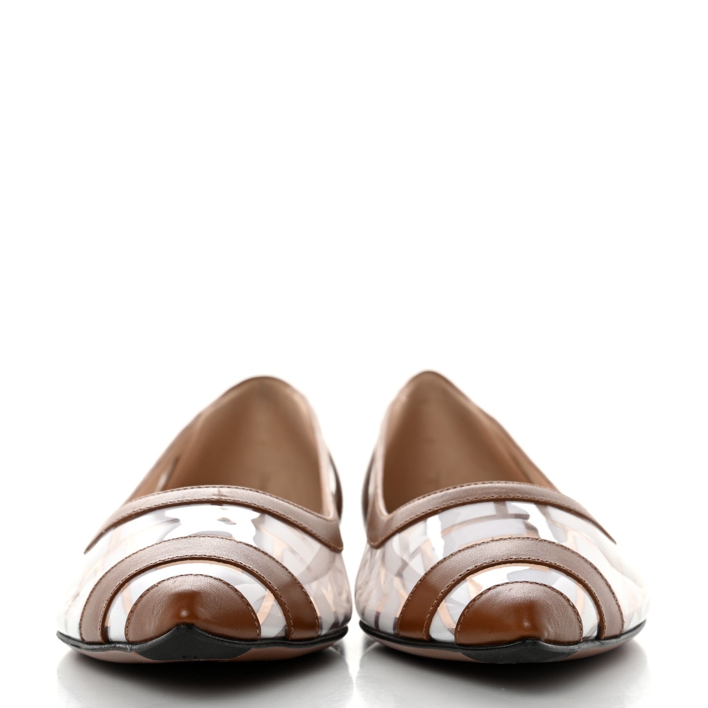 PVC Calfskin FF Colibri Ballerina Flats 39.5 White Cuoio