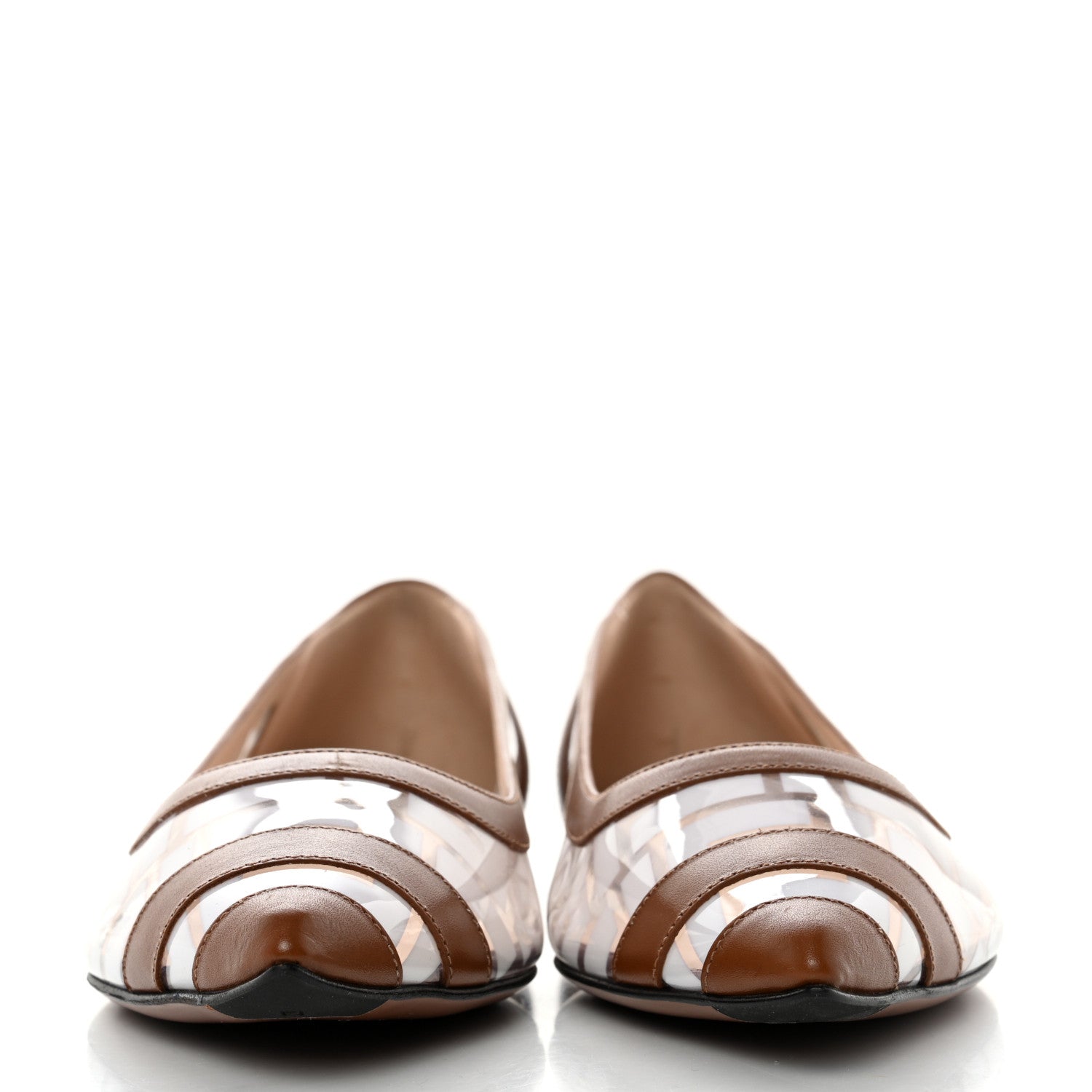 Fendi PVC Calfskin FF Colibri Ballerina Flats 39.5 White Cuoio 2 of 7