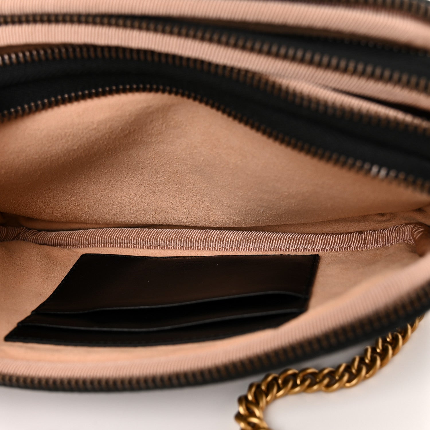 Gucci Calfskin Matelasse Mini GG Marmont Chain Crossbody Bag Black 7 of 16