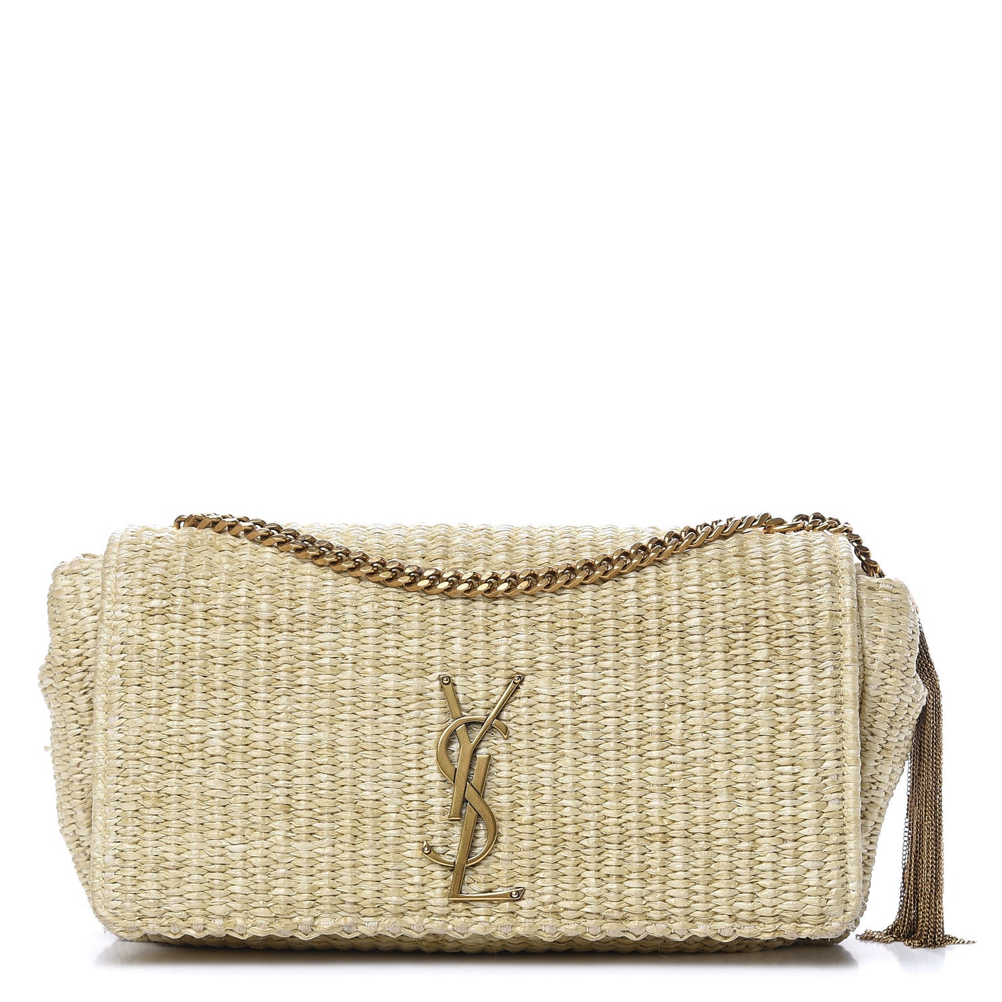 Raffia Medium Monogram Kate Satchel Naturale