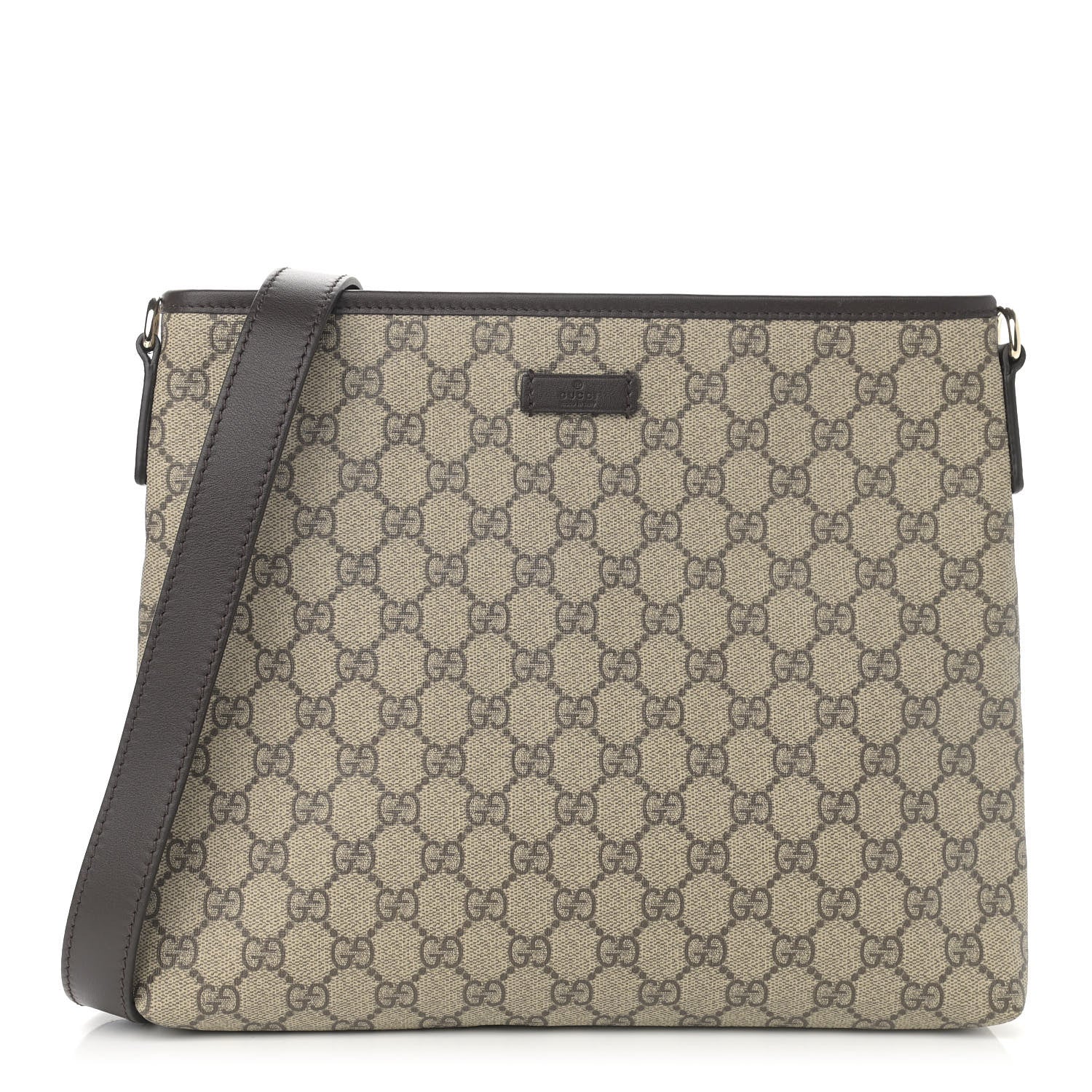 Gucci GG Plus Monogram Medium Flat Messenger Bag Dark Brown 1 of 10
