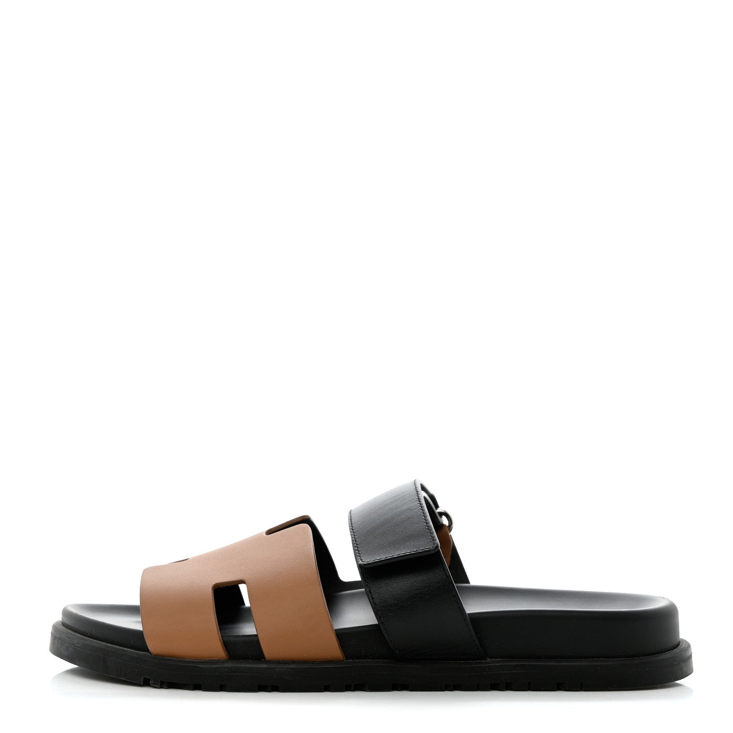 Hermes Calfskin Womens Chypre Sandals 41 Black Gold 1 of 10