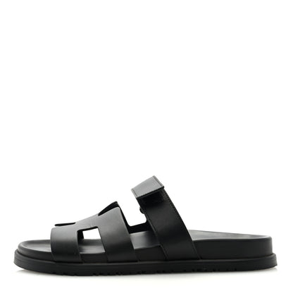 Hermes Calfskin Womens Chypre Sandals 40 Black 1 of 8