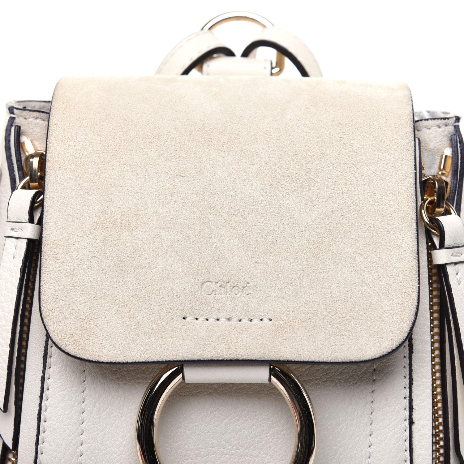 Chloe Suede Calfskin Mini Faye Backpack Off White 9 of 10