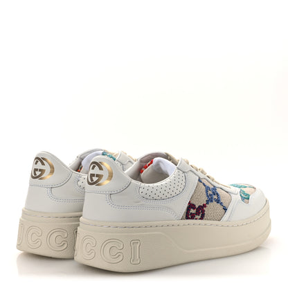 Gucci Dali Soft Calfskin GG Tennis Embossed Perforated Womens Platform 55mm Sneakers 38.5 White Multicolor 5 of 12