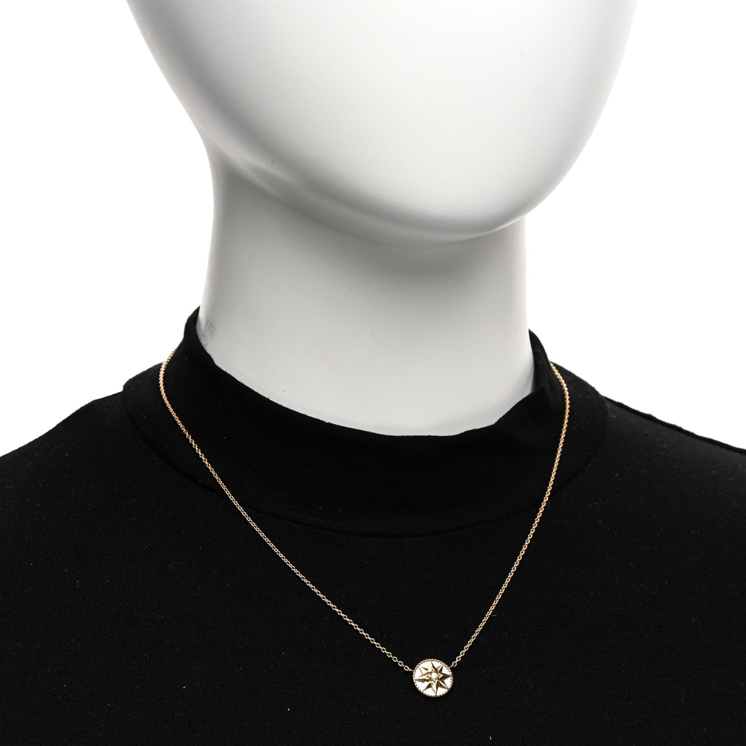 Christian Dior 18K Yellow Gold Diamond Mother of Pearl Rose Des Vents Necklace 2 of 4