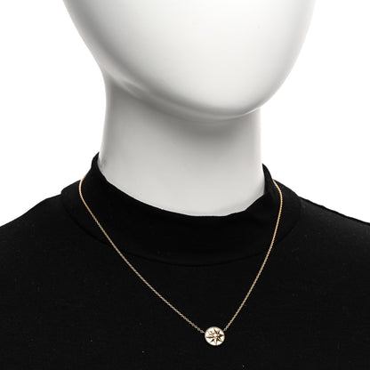 Christian Dior 18K Yellow Gold Diamond Mother of Pearl Rose Des Vents Necklace 2 of 4