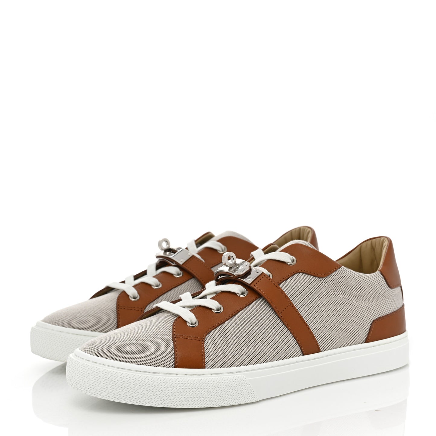 Calfskin Canvas Day Sneakers 44 Gold White