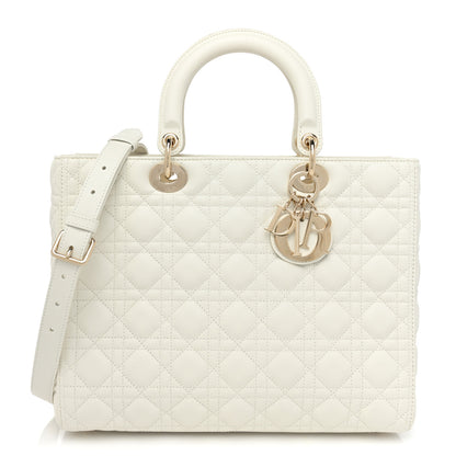 Christian Dior Lambskin Cannage Large Lady Dior White 1 of 7